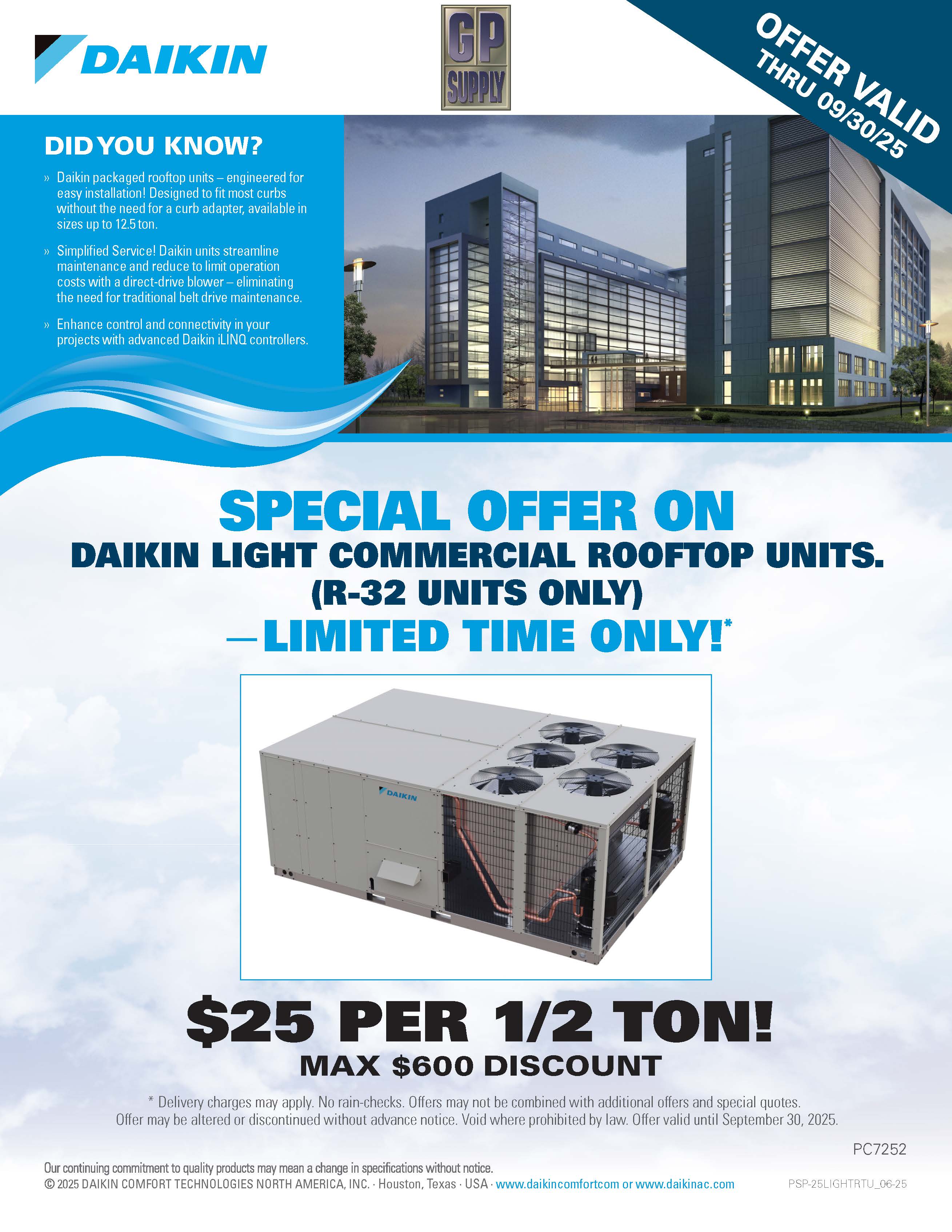 Daikin Light Commercial R-32 Rooftop Units Special Offer (1)